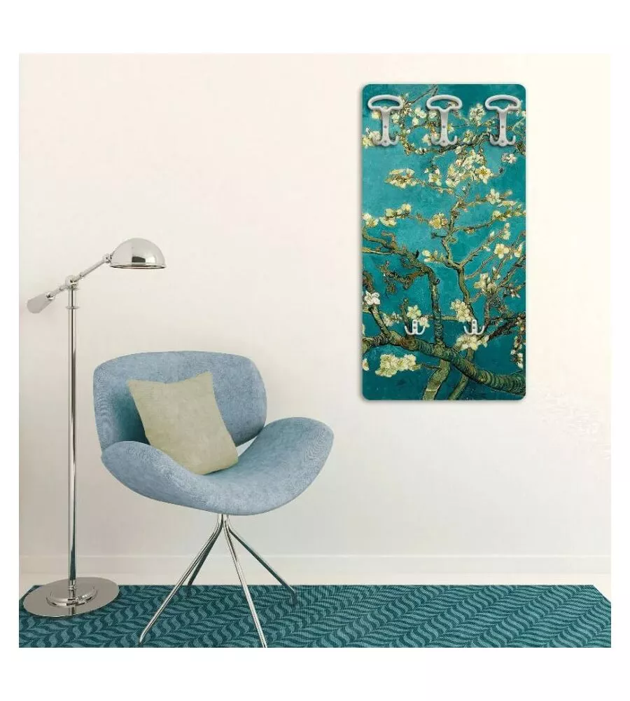 ATTACCAPANNI "VAN GOGH" IN LEGNO CON 5 GANCI, 45X90X1 CM
